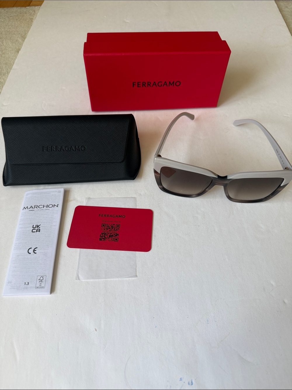 NEW!!Salvatore Ferragamo Two-Tone Gray and White Women’s Sunglasses